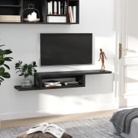 HOMCOM Black TV Stand,  Wall Mounted, Wooden(m-2)
