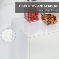 HOMCOM Dulap Multiuz 2 Sertare si 2 Compartimente cu usa Deschidere prin apasare, Alb(m-7)