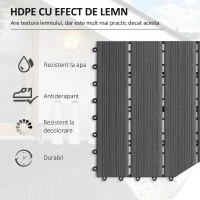 Outsunny, gresie exterior, set de 11 placi, 30x30x2.2 cm, gri(m-5)
