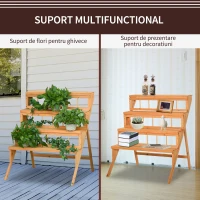 Outsunny Scara de suport pentru Ghiveci din Lemn cu 4 Rafturi, suport pentru plante de Gradina si Casa(m-7)