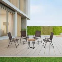 Outsunny 4-delig Poly rotan stoelen opvouwbare tuinstoel met rugleuning buiten staal(m-9)