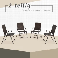 Outsunny 4-delig Poly rotan stoelen opvouwbare tuinstoel met rugleuning buiten staal(m-4)