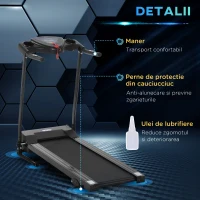 HomCom Bandă alergare Electrică cu Ecran LCD Pliabilă pentru Antrenament Acasă 500W 0,75 HP, Negru(m-6)