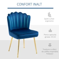 HOMCOM Set 2 Scaune Moderne si Capitonate pentru Salon 57x58x88cm Albastru(m-6)