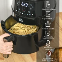 HOMCOM friteuza cu aer cald, 28x35,1x33 cm, Air Fryer 1500 W, negru(m-4)