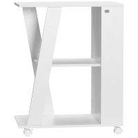 HOMCOM Carrello da Cucina Portavivande in Legno con 2 Ripiani e Ruote, 60x38x77cm, Bianco