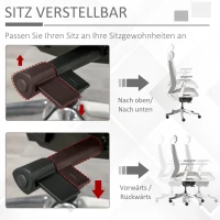 Vinsetto Bürostuhl Drehstuhl mit Kopfstütze Winkel einstellbar Hellgrau Schaumstoff Nylon Polyester 65 x 68 x 117-125 cm(m-7)