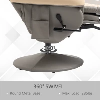 HOMCOM Manual Recliner Armchair PU Leather Lounge Chair w/ Adjustable Leg Rest, 135° Reclining Function, 360° Swivel, Grey(m-5)