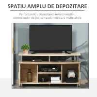 HOMCOM Mobilier TV Modern cu 2 Rafturi, Gauri cablu si 2 Dulapioare in PAL 105x40x55cm Stejar(m-4)