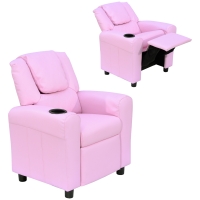 HOMCOM Fotel dziecięcy mini fotel sofa dla dzieci wiek 3-6 lat funkcja leżaka kolor różowy
