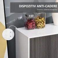 HOMCOM Dulap multifuncțional din lemn pentru camera de zi, bucătărie, birou cu deschidere prin apăsare, 117x36x74cm - alb/ gri închis(m-7)