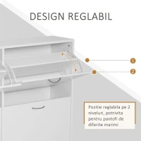 Homcom Dulap Pantofi Alb 120×24×81 cm – 24 Perechi, Design Lemn Compact(m-5)