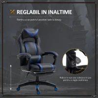 Vinsetto Scaune de Birou Ergonomice cu Roti in Piele Ecologica, Albastru si Negru(m-5)