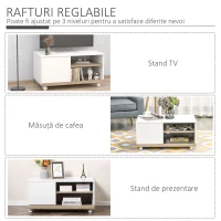 Carucior Suport TV HOMCOM cu 1 Usa si Compartimente Deschise, Mobilier pentru TV pana la 42 inchi cu Roti, 80x45x39,5cm(m-7)