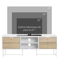 Mobilier Suport TV HOMCOM din lemn pentru Televizoare 34-47", 120x39x48cm - Alb si Stejar(m-6)