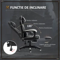 Vinsetto Scaune de Birou Ergonomice cu Roti in Piele Ecologica, Alb si Negru(m-4)