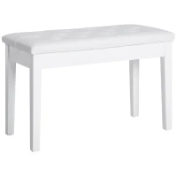 Taboret do fortepianu HOMCOM ławka do fortepianu tradycyjny wiejski styl stołek kosmetyczny schowek drewno kauczukowe sztuczna skóra kolor biały 76x36x50 cm(m-11)