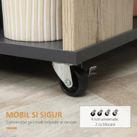 HOMCOM Mobilier Auxiliar de Bucătărie Multifuncțional din lemn cu Roți, 80x39x86.5cm(m-5)