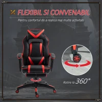 Vinsetto Scaune de Birou Ergonomice cu Roti in Piele Ecologica, Rosu si Negru(m-6)