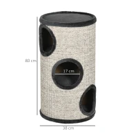 PawHut Cat Scratching Post with 3 Levels, including Sisal Scratching Area, Cat Scratching Post, 38 cm x 38 cm x 70 cm, Gray(m-3)