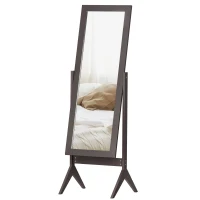 Homcom® Lustro Stojące Duże do Makijażu Podwyższone Nóżki Łatwe Czyszczenie MDF Kawowy 47 X 46 X 148 cm(m-11)