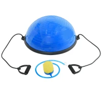 HOMCOM Yoga Balance Ball mit Pumpe Ø58 cm Gymnastikball halbe Kuppel Fitness Kraftübung Home Fitnessstudio Kunststoff Blau(m-10)