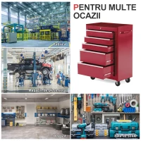 HOMCOM Carucior Pentru Ustensile Unelte cu Sertar Rosu 61.5 x 33 x 85cm(m-7)