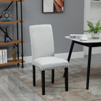 HOMCOM Esszimmerstuhl Küchenstuhl Wohnzimmerstuhl Bürostuhl Schaumstoff Leinen Hellgrau 45x59,5x98 cm(m-4)