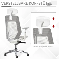 Vinsetto Bürostuhl Drehstuhl mit Kopfstütze Winkel einstellbar Hellgrau Schaumstoff Nylon Polyester 65 x 68 x 117-125 cm(m-4)