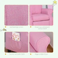 HOMCOM Fotel dziecięcy sofa dziecięca kanapa dziecięca tapczan regulowany z podnóżkiem różowy(m-6)