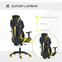 Vinsetto Scaun gaming, Ergonomic, Inaltime reglabila, Piele ecolologica, Negru/Galben(m-6)