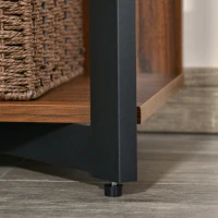 HOMCOM Bücherregal, 4-lagiges Design Wohnzimmerregal, Standregal, Spielzeugregal mit Anti-Kippvorrichtung, Melaminoberfläche, E1-Spanplatte+Stahl, Schwarz+Walnussfarbe, 90 x 39 x 160 cm(m-8)