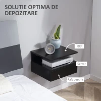 HOMCOM Set de 2 Noptiere Moderne Suspendate pentru Dormitor cu Sertar si Polita Superioara din Lemn 35x32x22.5cm(m-6)