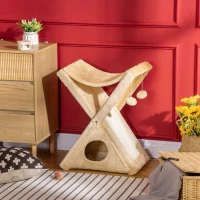 PawHut Kattentoren krabboom kattenboom met grot en hangmat sisal spaanplaat(m-10)