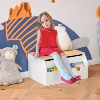 HOMCOM Kinderbank met opbergruimte 2-in-1 kistbank 3-8 jaar speelgoedkist wit(m-2)