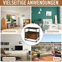 HOMCOM Beistelltisch mit Schublade Betttisch Nachttisch Couchtisch für Büro Wohnzimmer Spanplatte Schwarz+Braun 73 x 45,5 x 76 cm(m-7)