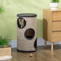 PawHut Cat Scratching Post with 3 Levels, including Sisal Scratching Area, Cat Scratching Post, 38 cm x 38 cm x 70 cm, Gray(m-2)