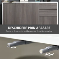 HOMCOM Dulap multifuncțional din lemn pentru camera de zi, bucătărie, birou cu deschidere prin apăsare, 117x36x74cm - alb/ gri închis(m-6)