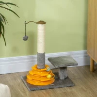 PawHut 56cm Cat Tree Tower Activity Centre, Climbing Stand Kitten House Furniture w/ Scratching Posts, Toy Ball - Grey(m-7)