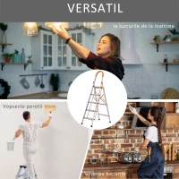 HOMCOM Scara Profesionala din Aluminiu cu 5 Trepte Pliabila si Economie de Spatiu(m-6)