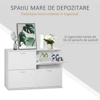 Homcom Dulap Pantofi Alb 120×24×81 cm – 24 Perechi, Design Lemn Compact(m-4)