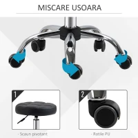 HOMCOM Set 2 scaune cu roti, tapitate si inaltime reglabila, Φ35.5x46-38cm(m-6)