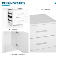HOMCOM Mobilier Comoda 2 Sertare 2 Usi cu Raft Reglabil din Lemn, Alb Lucios, 71x35x76cm(m-4)