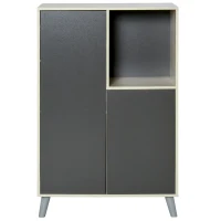 HOMCOM Bücherregal Bücherschrank Standschrank Aktenschrank Mehrzweckschrank Spanplatte Dunkelgrau 80 x 40 x 120 cm(m-7)
