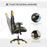 Vinsetto Scaun gaming, Ergonomic, Inaltime reglabila, Piele ecolologica, Negru/Galben(m-4)