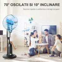 HOMCOM Ventilator Oscilant Reglabil cu Nebulizator 3 moduri si cronometru , Ф44.5x120cm Negru(m-6)
