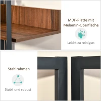 HOMCOM Bücherregal, 4-lagiges Design Wohnzimmerregal, Standregal, Spielzeugregal mit Anti-Kippvorrichtung, Melaminoberfläche, E1-Spanplatte+Stahl, Schwarz+Walnussfarbe, 90 x 39 x 160 cm(m-5)