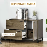 HOMCOM Bufet Modern pentru Living sau Bucatarie, Dulap Multifunctional din Lemn si Metal cu 2 Sertare si Dulapior(m-4)