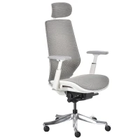 Vinsetto Bürostuhl Drehstuhl mit Kopfstütze Winkel einstellbar Hellgrau Schaumstoff Nylon Polyester 65 x 68 x 117-125 cm(m-11)