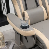 HOMCOM Manual Recliner Armchair PU Leather Lounge Chair w/ Adjustable Leg Rest, 135° Reclining Function, 360° Swivel, Grey(m-9)